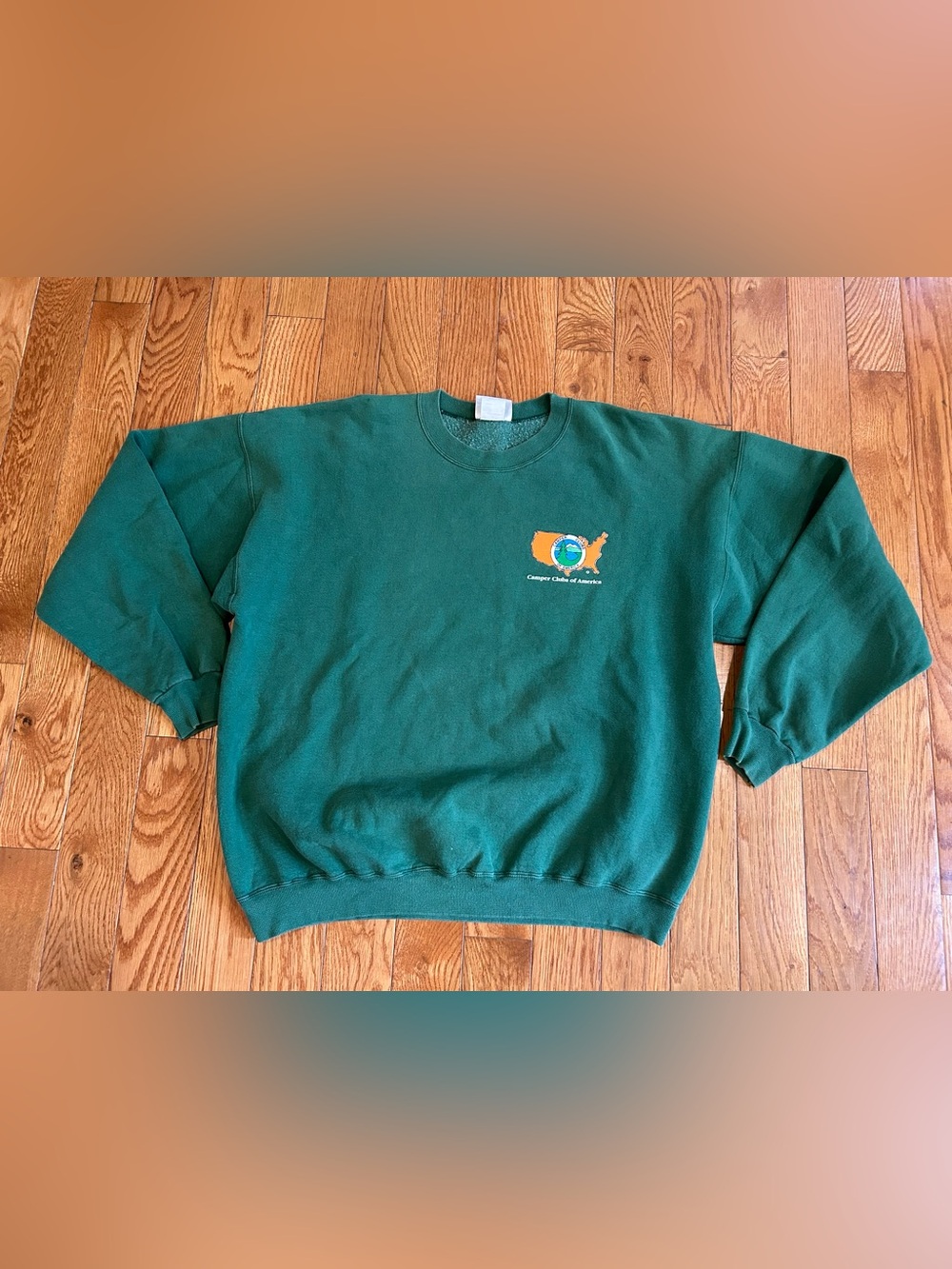 Camper Clubs‎ of America Sweatshirt Green Hanes Ultimate Cotton Vintage USA Map - Picture 5 of 11